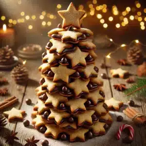 árbol de navidad de galleta y chocolate