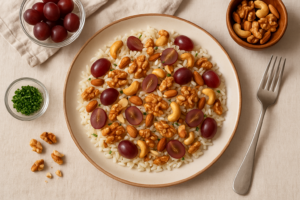 Una Receta Diferente que Sorprende: Arroz con Uvas y Frutos Secos