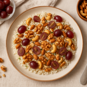 Una Receta Diferente que Sorprende: Arroz con Uvas y Frutos Secos