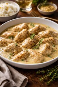 Pollo con salsa de chocolate blanco y mostaza, una receta sorprendente y elegante