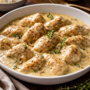 Pollo con salsa de chocolate blanco y mostaza, una receta sorprendente y elegante
