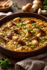 Arroz caldoso con boletus, una receta reconfortante llena de sabor